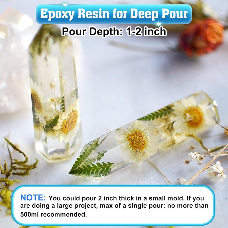 Shabebe Epoxy Resin 64OZ, Upgraded Crystal Clear Resin Epoxy Food Safe, Self Leveling & Bubble Free Epoxy Resin with Anti-Yellowing for Coating, Casting, Jewelry Making, DIY Craft - Image 3